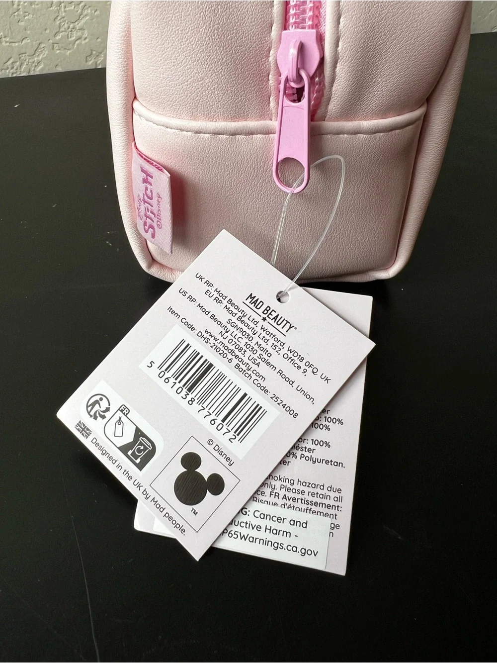 NWT Disney Mad Beauty Stitch and Angel Pink Cosmetic Beauty Wash Bag